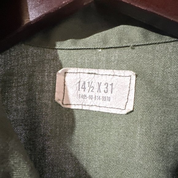 VTG US Air Force OG-507 Shirt Men 14.5x31 Green 80s Utility Shirt 107th Fighter - Picture 7 of 9